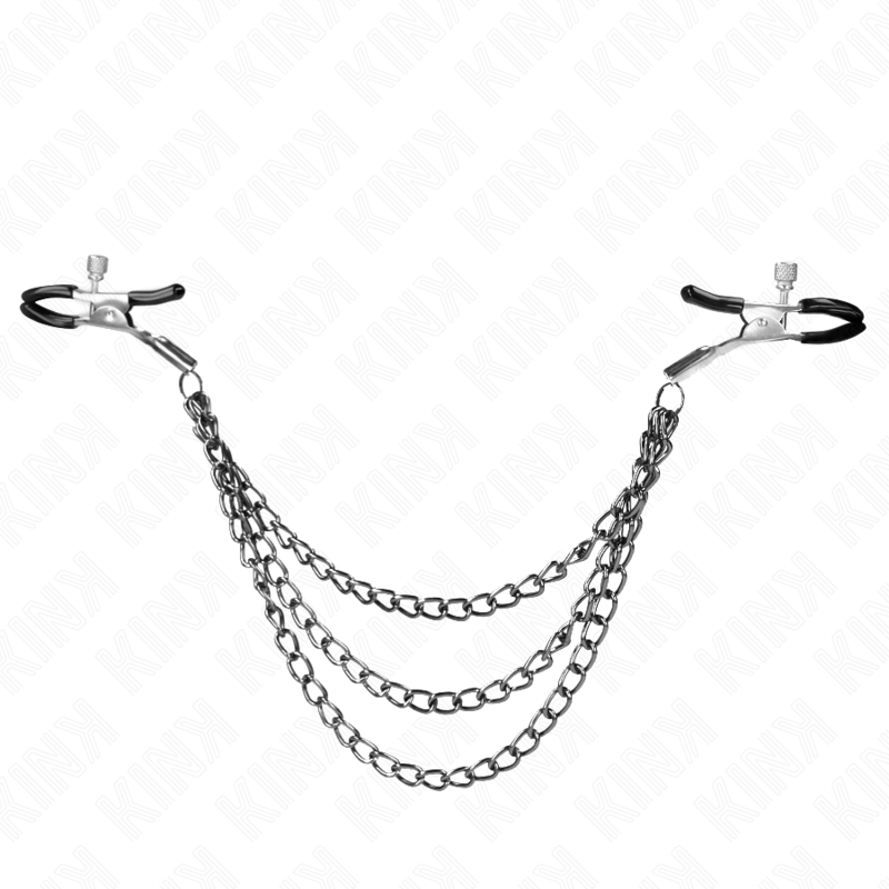 Kink - pinzas para pezones con triple cadena negro 20/23/28