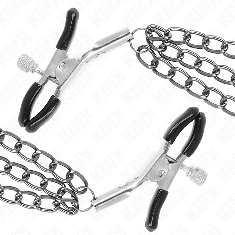 Kink - pinzas para pezones con triple cadena negro 20/23/28