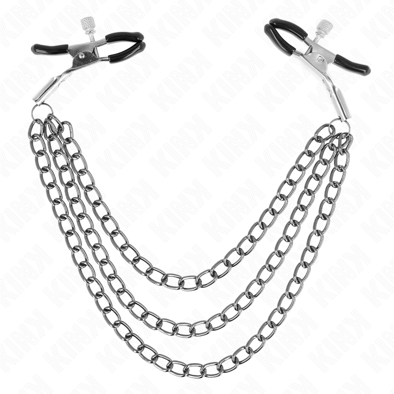Kink - pinzas para pezones con triple cadena negro 20/23/28