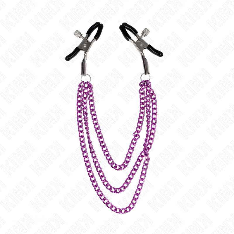 Kink - pinzas para pezones con triple cadena violeta