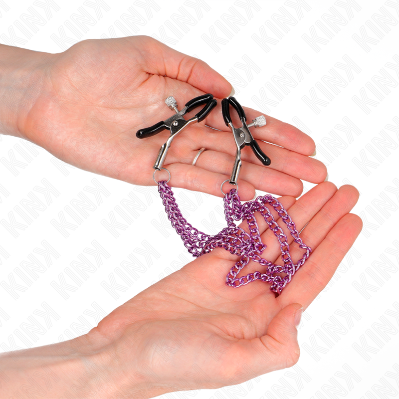 Kink - pinzas para pezones con triple cadena violeta