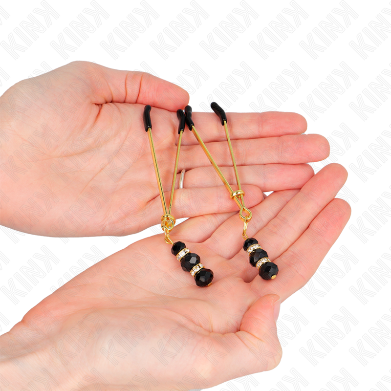 Kink - pinzas para pezones dorada fina con triple bola