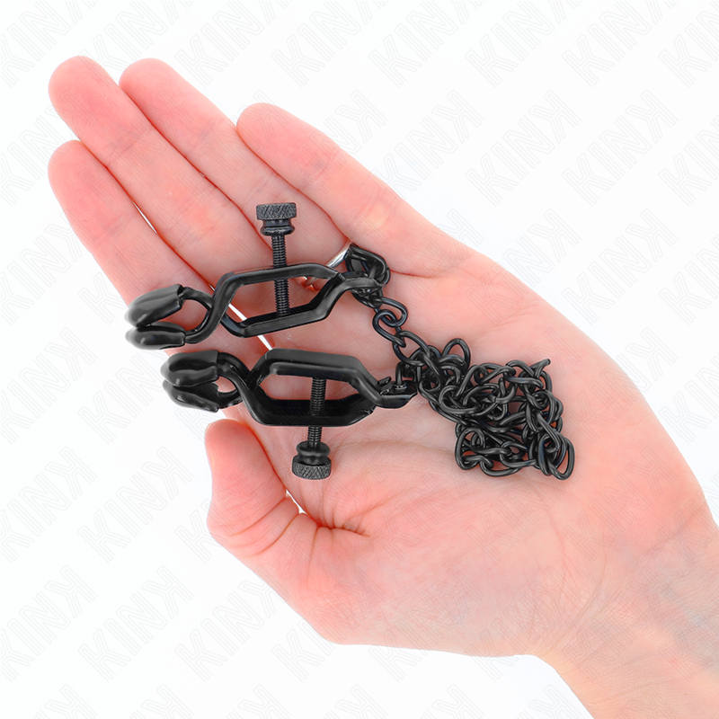 Kink - pinzas para pezones planas negro con cadena negro 30