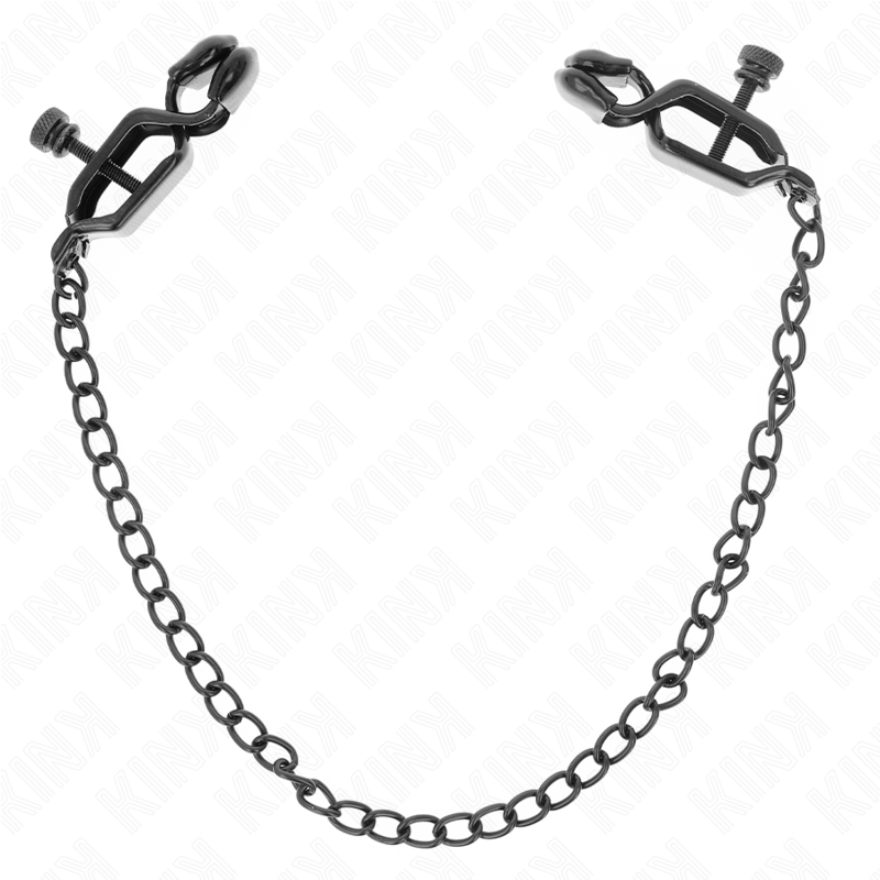 Kink - pinzas para pezones planas negro con cadena negro 30