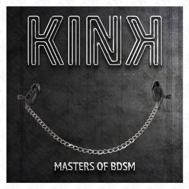 Kink - pinzas para pezones planas negro con cadena plateado