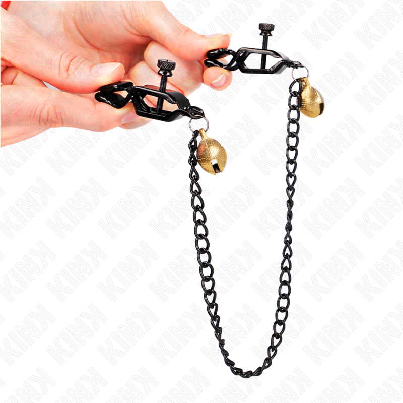 Kink - pinzas para pezones planas negro con cascabel