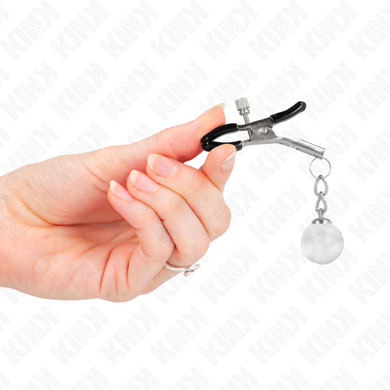 Kink - pinzas para pezones plateadas con colgante de vidrio