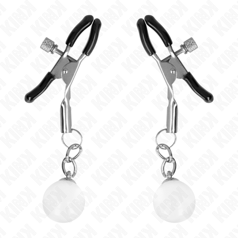 Kink - pinzas para pezones plateadas con colgante de vidrio