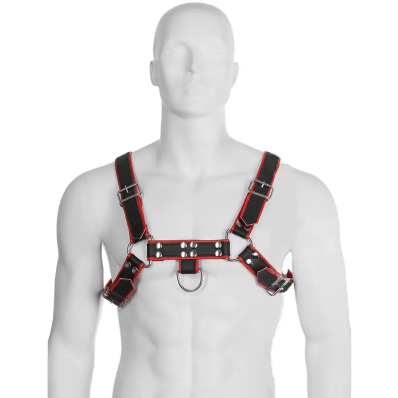 Leather body - chain harness iii black / red