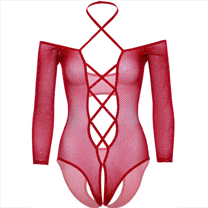 Leg avenue - body crotchless con brillo rojo