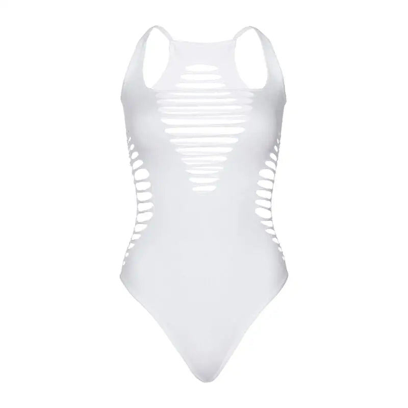 Leg avenue - body tanga racerback negro - ONE SIZE / BLANCO