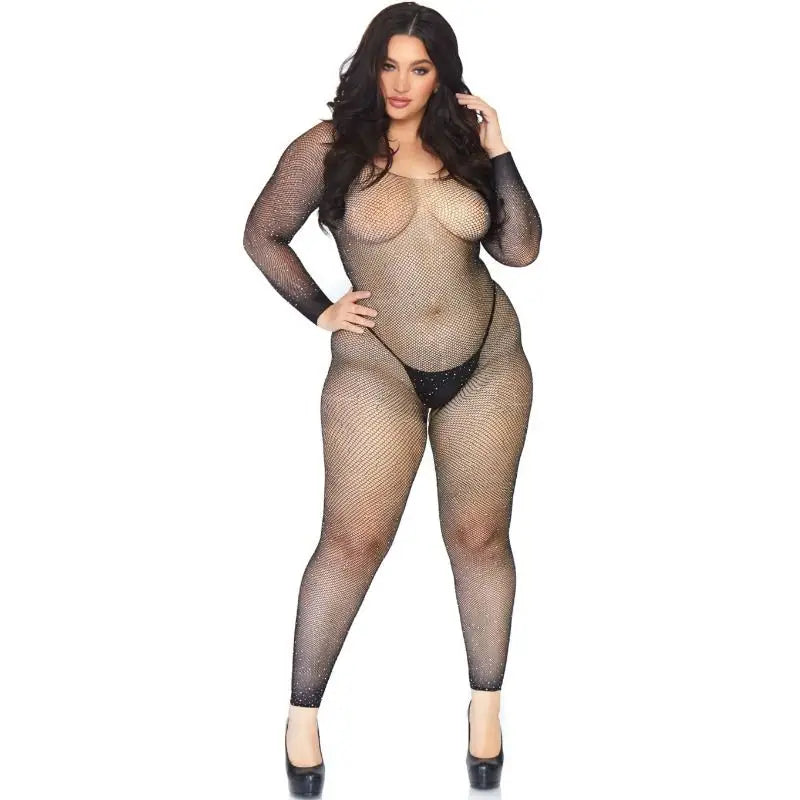 Leg avenue - bodystocking en red con brillante 1x-2x