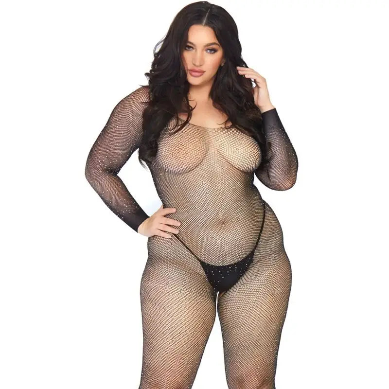 Leg avenue - bodystocking en red con brillante 1x-2x