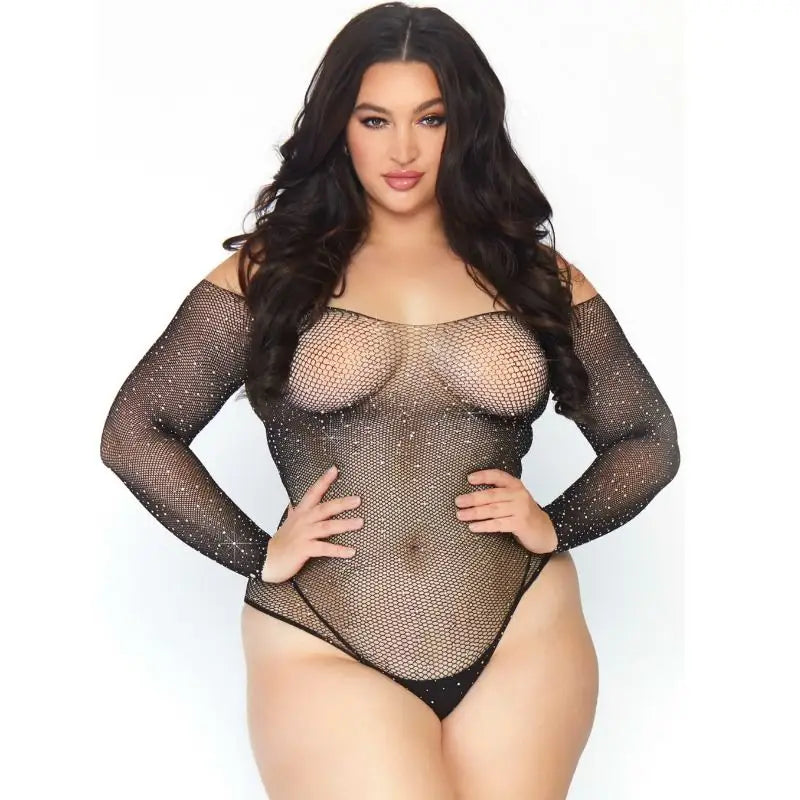 Leg avenue - crystalized fishnet bodystocking 1x-2x