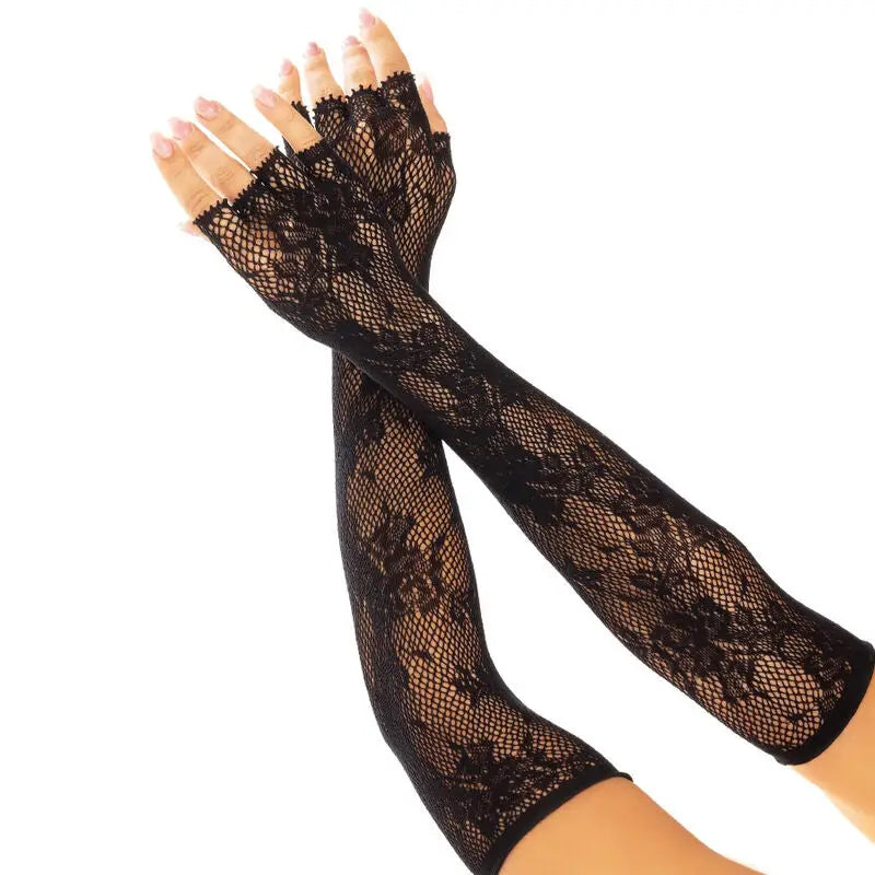 Leg avenue - guantes sin dedos red floral negro - — / NEGRO