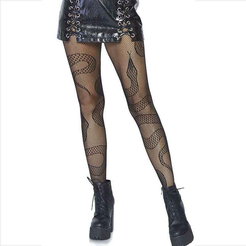 Leg avenue - medias de red serpientes negro