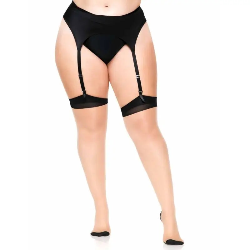 Leg avenue - medias nude con tacon cubano y costura trasera