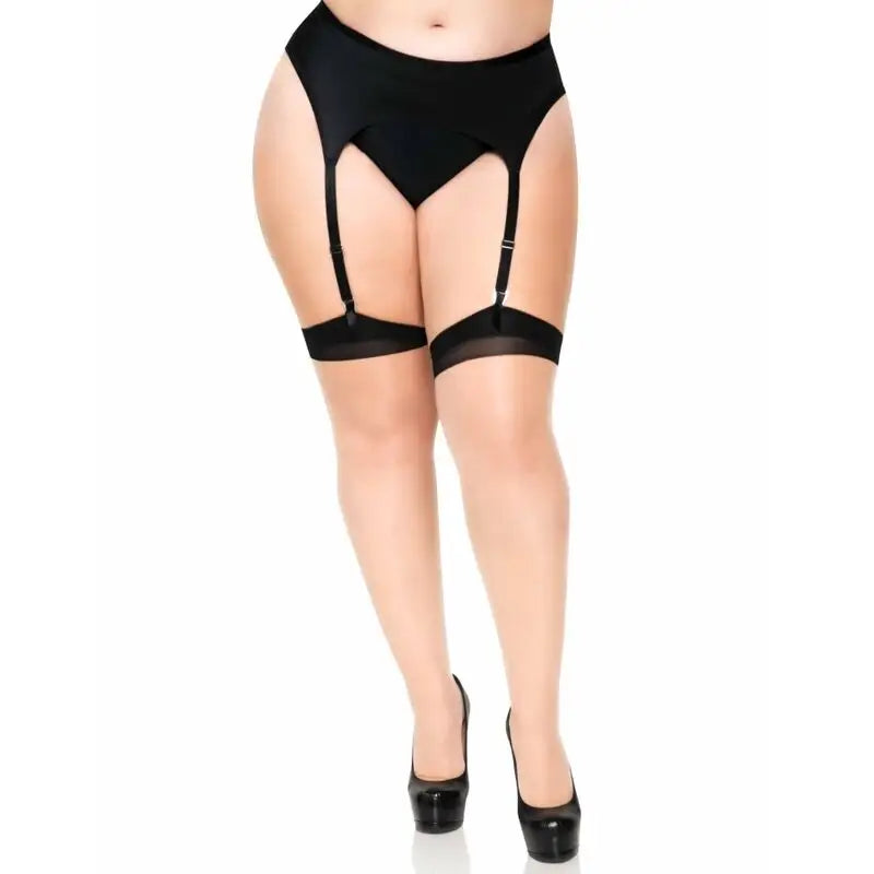 Leg avenue - medias nude con tacon cubano y costura trasera