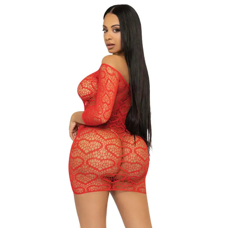 Leg avenue - mini vestido heart net talla única - rojo - ONE SIZE / ROJO