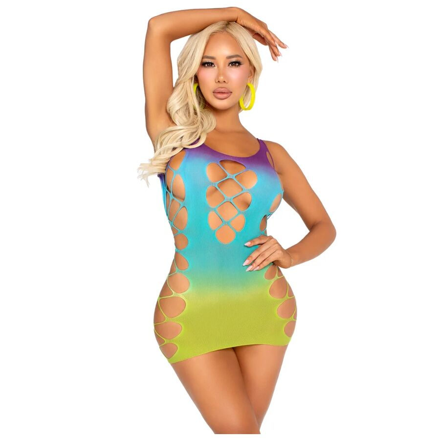 Leg avenue - mini vestido sin costuras y aberturas ocean