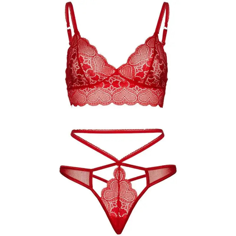 Leg avenue - set 2 piezas con tanga doble tiranta m/l rojo - M/L