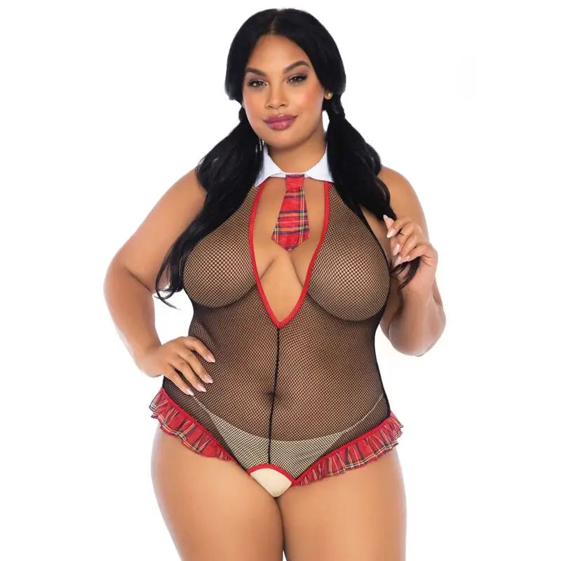 Leg avenue - teddy colegiala con abertura talla plus