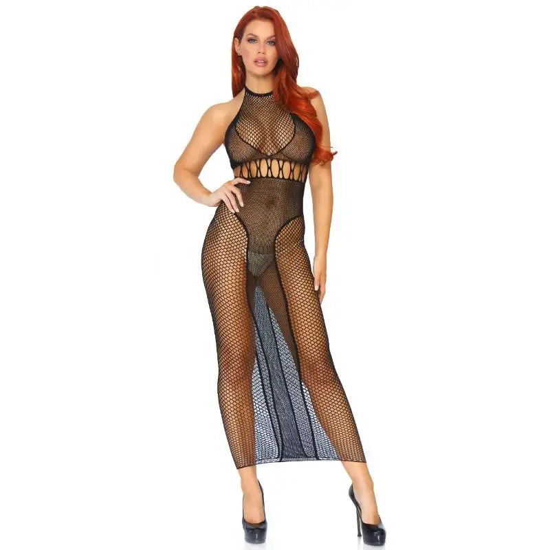 Leg avenue - vestido en red con espalda descubierta t.u.