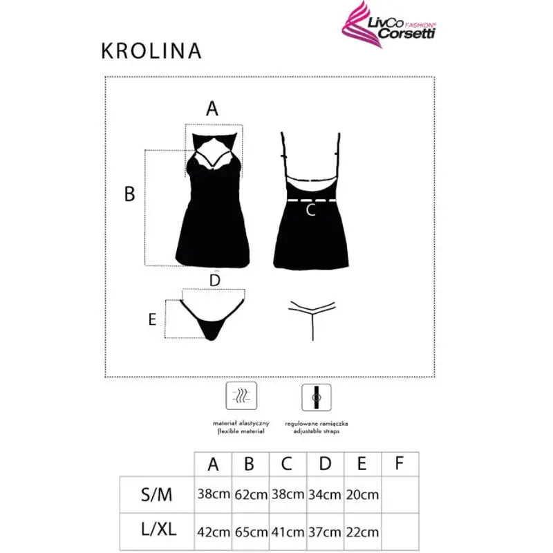 Livco corsetti fashion - krolina lc 90734 chemise + tanga - L/XL