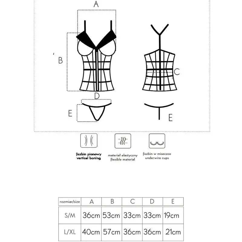 Livco corsetti fashion - laura lc 20215 corset + tanga s/m - L/XL
