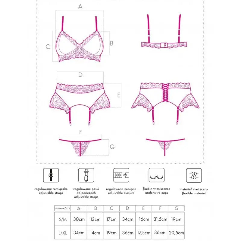 Livco corsetti fashion - nahir lc 20214 sujetador + panty + L/XL