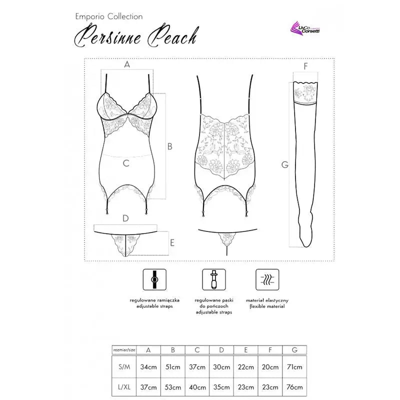 Livco corsetti fashion - persinne peach set corset + panty - L/XL