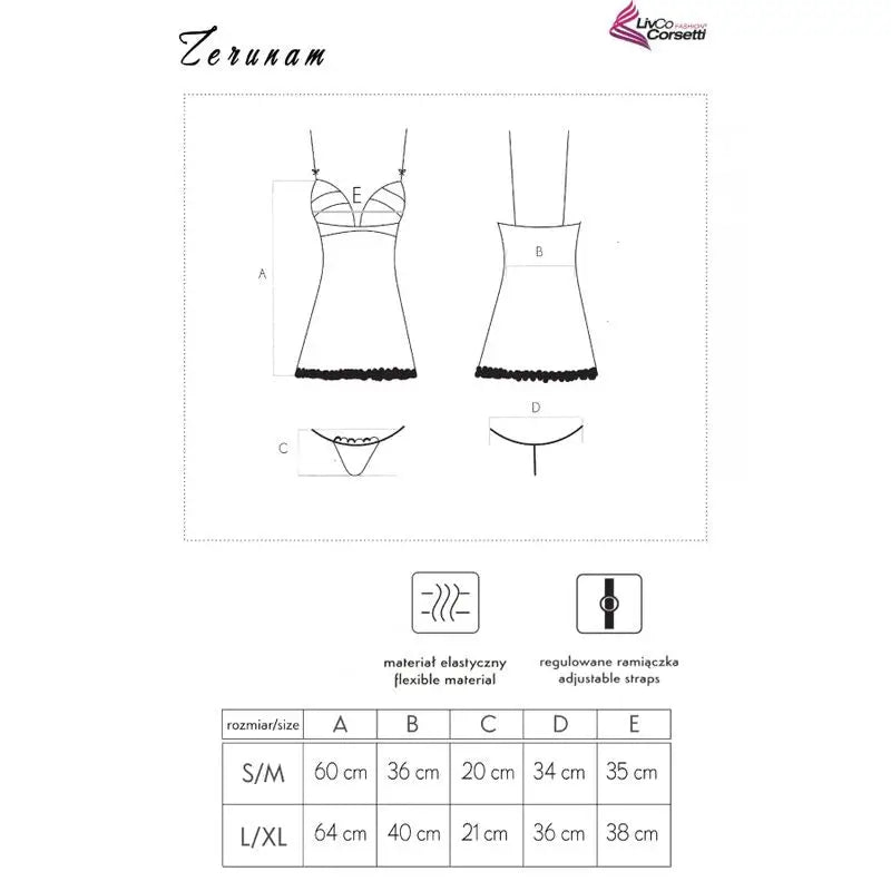 Livco corsetti fashion - zerunam set babydoll + tanga negro - L/XL