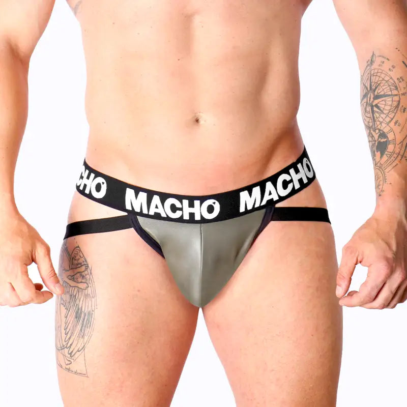 Macho - mx27gr jock cuero gris beige s - M
