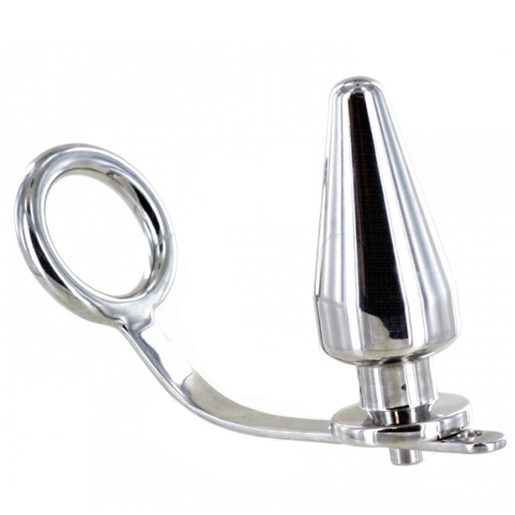 Metal hard - anillo acero con plug anal 45 x 45mm