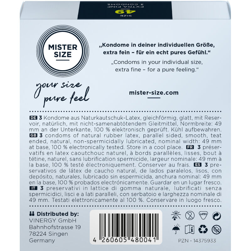 Mister size - preservativos talla s 49 mm (3 unidades)