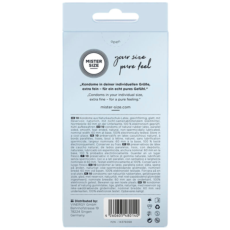 Mister size - preservativos talla xl 60 mm (10 unidades)