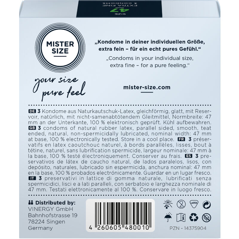 Mister size - preservativos talla xs 47 mm (3 unidades)