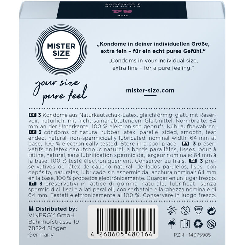 Mister size - preservativos talla xxl 64 mm (3 unidades)