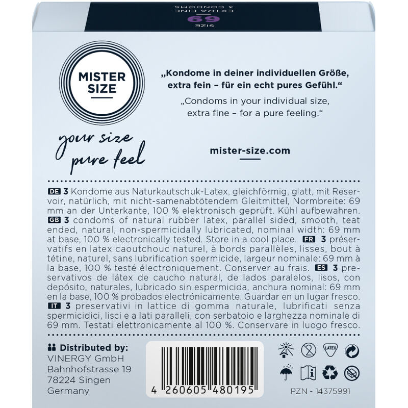 Mister size - preservativos talla xxxl 69 mm (3 unidades)
