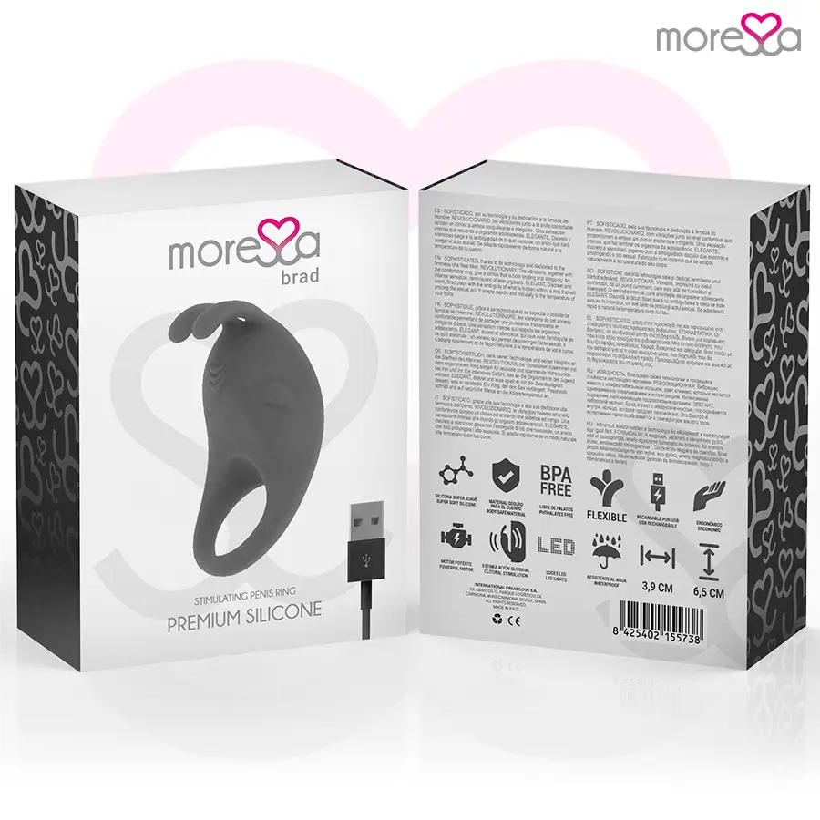 Moressa - brad premium silicone recargable negro