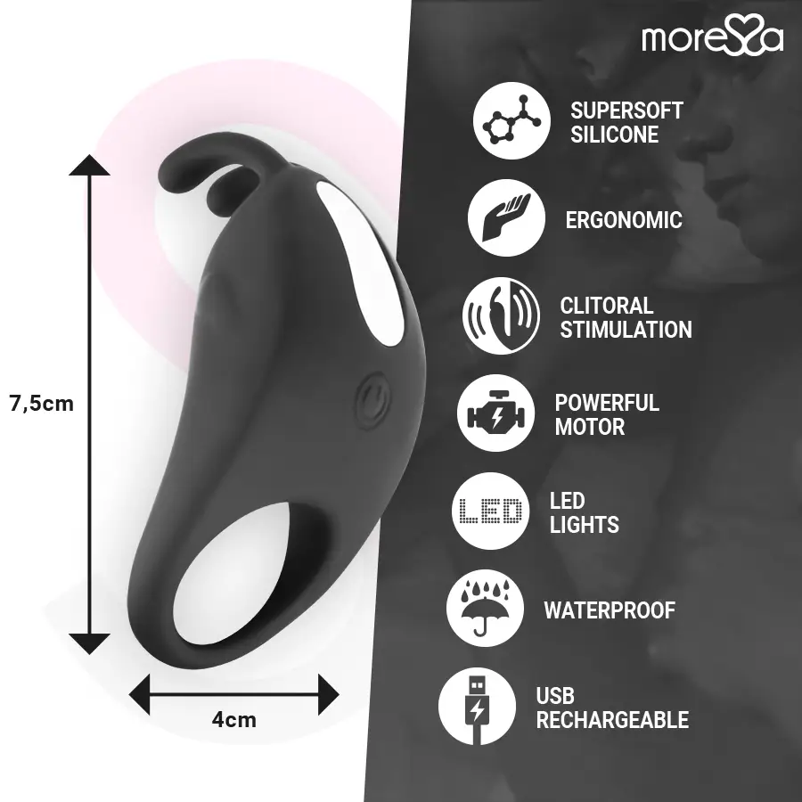 Moressa - brad premium silicone recargable negro