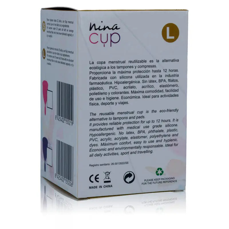 Nina kikí - copa menstrual rosa - talla l
