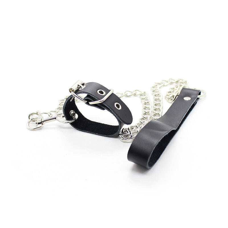 Ohmama fetish - collar para pene y correa piel con cadena