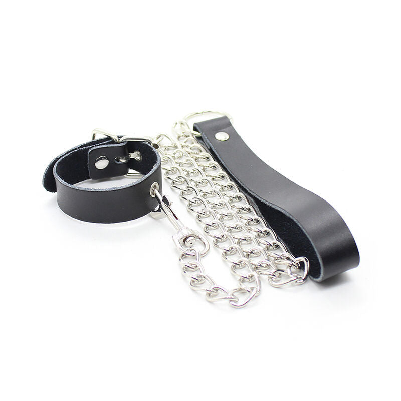 Ohmama fetish - collar para pene y correa piel con cadena