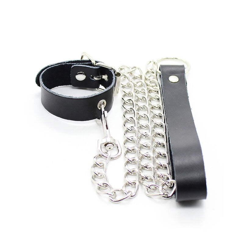 Ohmama fetish - collar para pene y correa piel con cadena