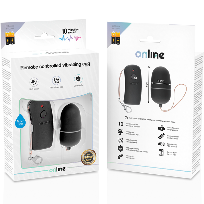 Online - huevo vibrador con mando control remoto negro