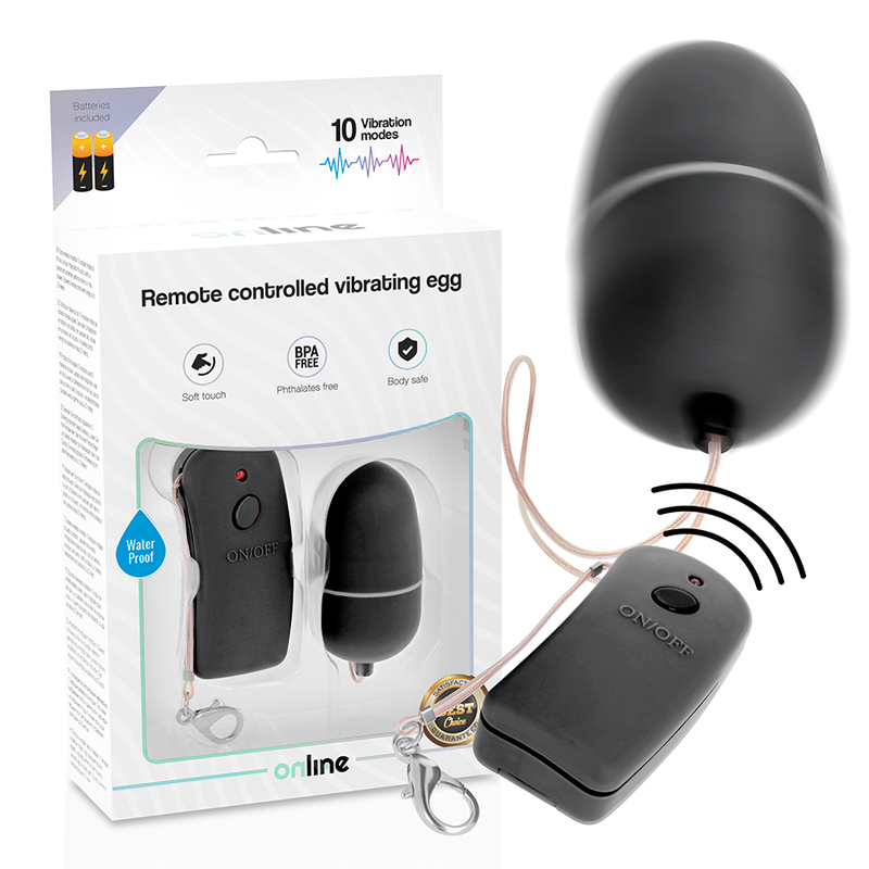 Online - huevo vibrador con mando control remoto negro