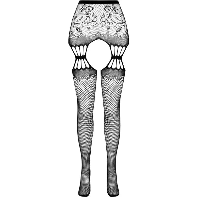 Passion - s027 medias con liguero negro talla única - — / NEGRO