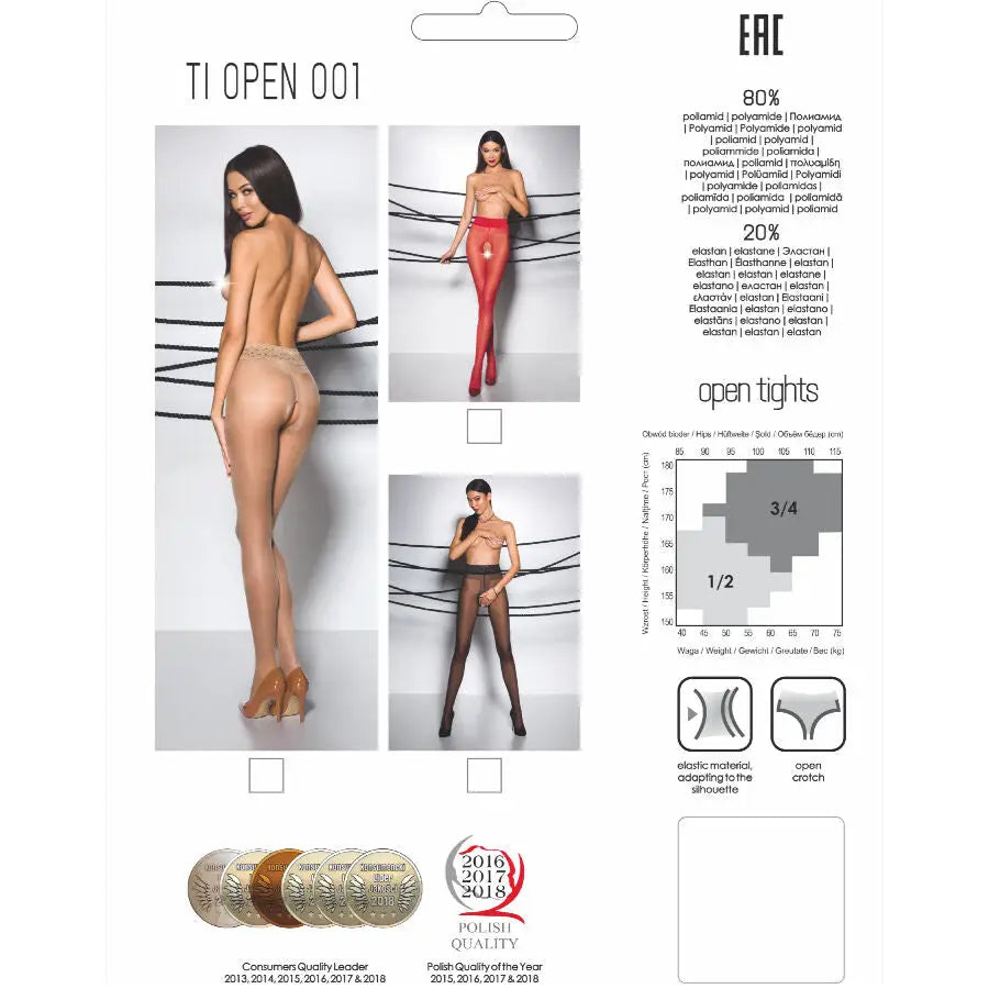 Passion - tiopen 001 medias negro 1/2 20 den - 1/2 / ROJO