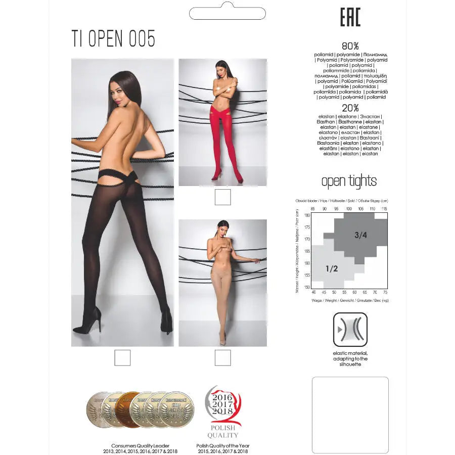 Passion - tiopen 005 medias negro 1/2 60 den - 3/4 / ROJO